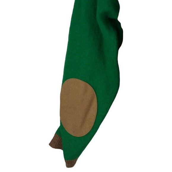 EUC J.Crew Womens XS Sweater Green & Brown Colorblock Elbow Patches Button Shoul - Picture 5 of 7